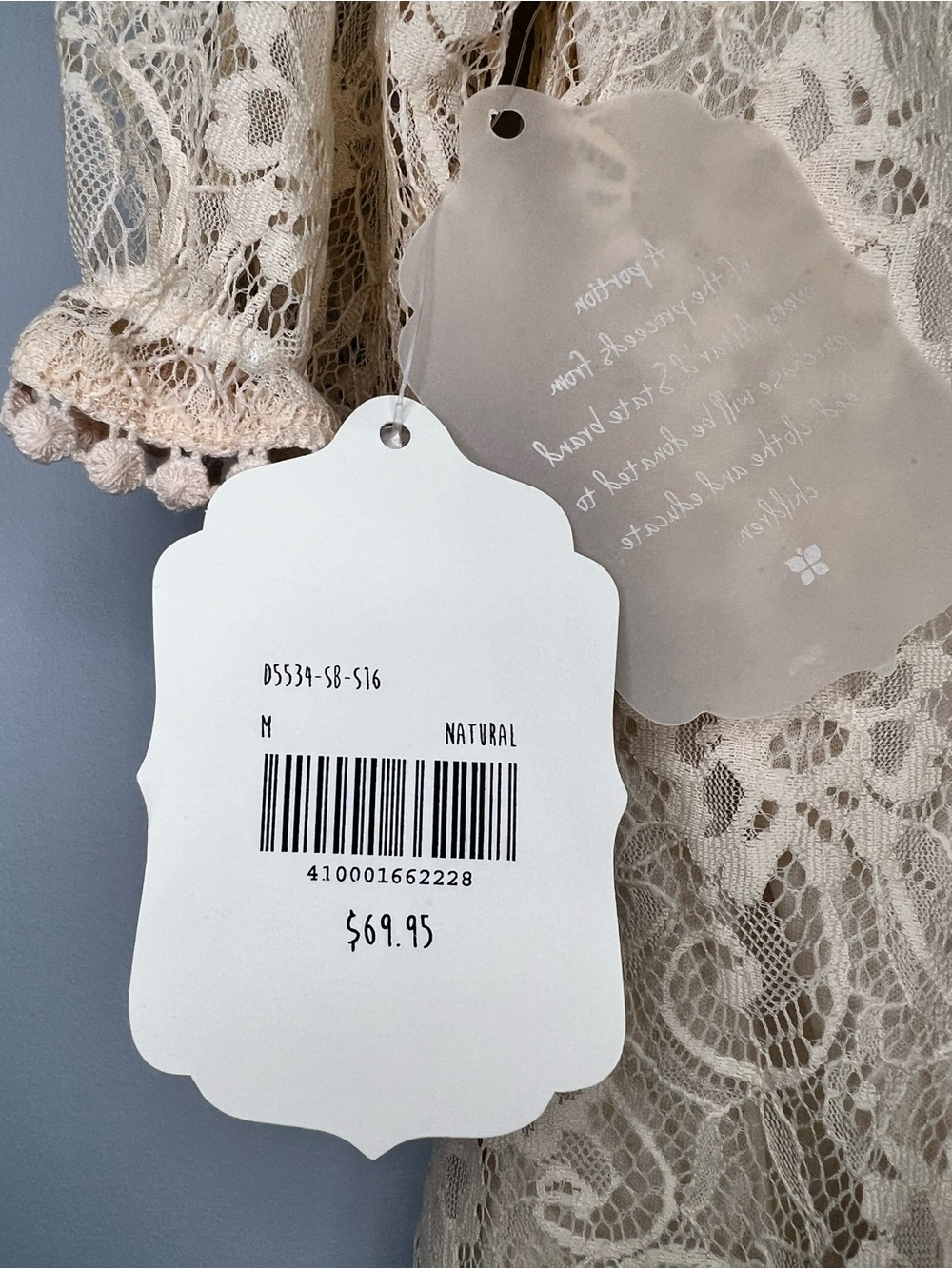 Romantic Boho Cottagecore Lace Crochet Cream Summer Mini Dress Medium - Picture 9 of 9